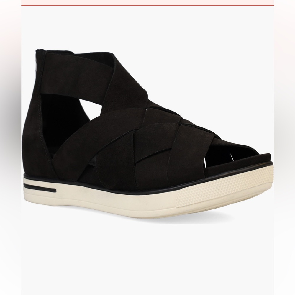 Eileen Fisher “Slue” Black Crisscross Sandals